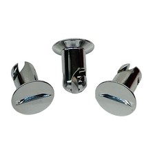Chrome Slotted Flat Head Qtr Turn DZUS Button Fasteners - .400 50pk