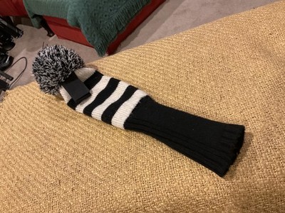 Generic Black Two White Hoops Wool Driver  Headcover Pom Pom