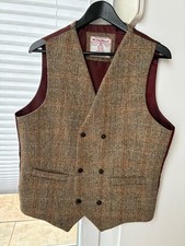 Herren Weste Harris Tweed Gr.S/M 100% Pure Wool Handarbeit zeitlos