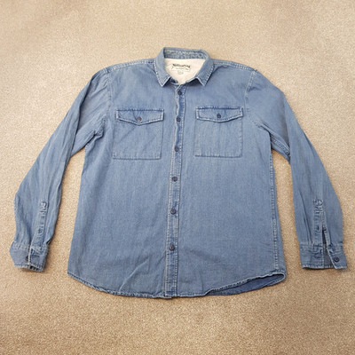 The Stronghold Mens Shirt Large Blue Denim Overshirt Utility Chambray Field