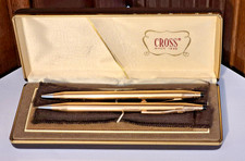 Vintage Cross 1/20 14K Gold Filled Pen Pencil Set Original Box Felt Sleeves