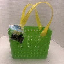 VIRAL EASTER MINI TOTE BASKETS, Green and Yellow W/CHARMS/ BOGG BAG DUPE