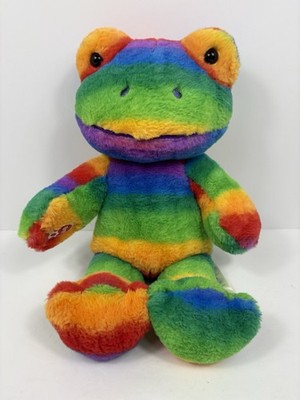 Build A Bear Frog Rainbow Pattern Stuffed Animal 16 Inch Tag Attached.