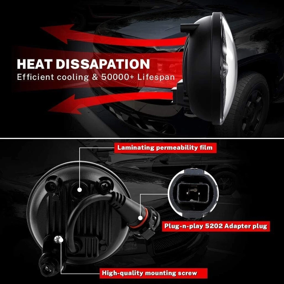 Compatível com 2007-2014 Chevy Tahoe Suburban GMC Yukon XL 1500 LED luzes de neblina lâmpada de para-choque - Imagem 3 de 4