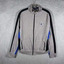 Polo Ralph Lauren Kids XL 18-20 Gray Blue Full Zip Track Jacket Pony Logo