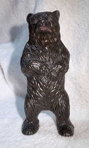 VINTAGE CAST IRON STILL BANK - STANDING BEAR WITH RED MOUTH