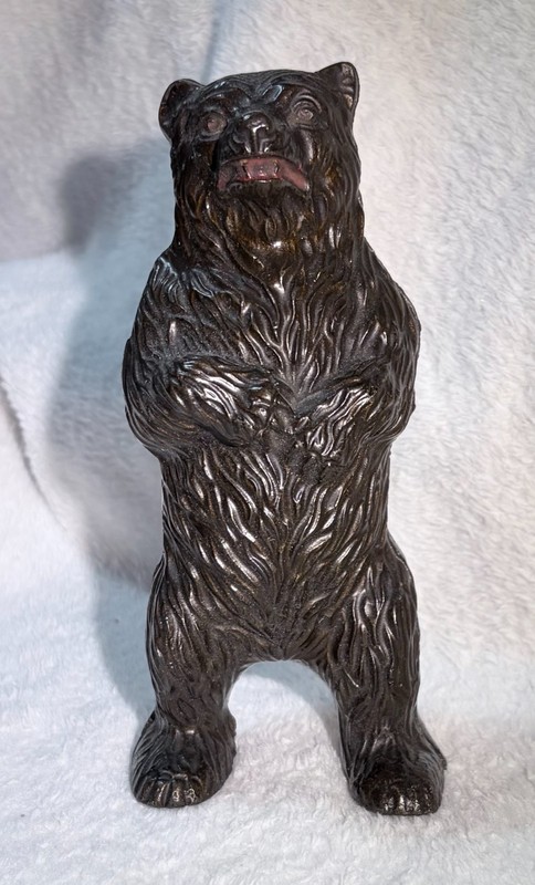 VINTAGE CAST IRON STILL BANK - STANDING BEAR WITH RED MOUTH