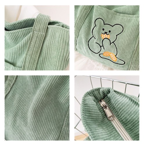Solid Color Corduroy Handbag Large Capacity Handbag Casual Underarm Bag Women - Picture 11 of 15