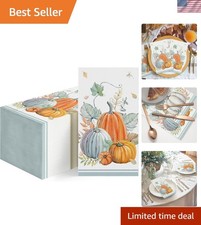 100Pcs Fall Paper Napkins, Watercolor Pumpkin