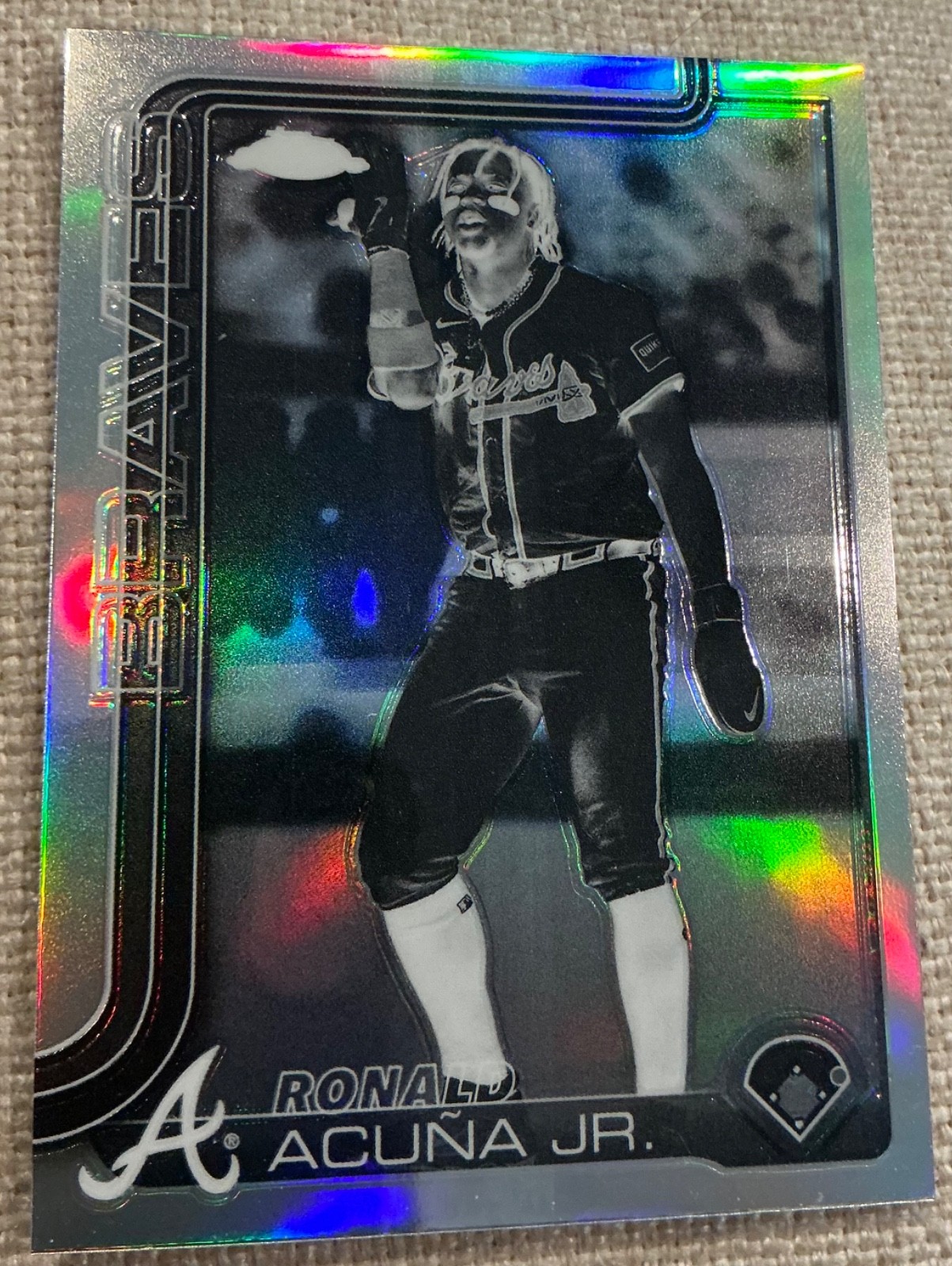 2025 Topps Chrome Ronald Acuna Negative Refractor No 257 Braves