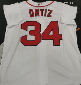 David Ortiz #34 BOS White Cool Base Sewn Stitched Jersey.