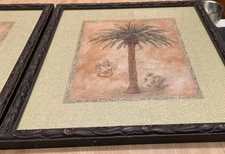 Set Of Two Framed Island Palm Prints Under Glass Ready To Hang 14” Wide X 16” H