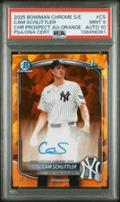2025 Bowman Chrome Sapphire Cam Schlittler 1st ORANGE /25- PSA 9 Auto 10