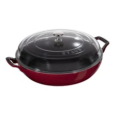 STAUB 3.5 Quart Cast Iron Braiser w/ Domed Glass Lid