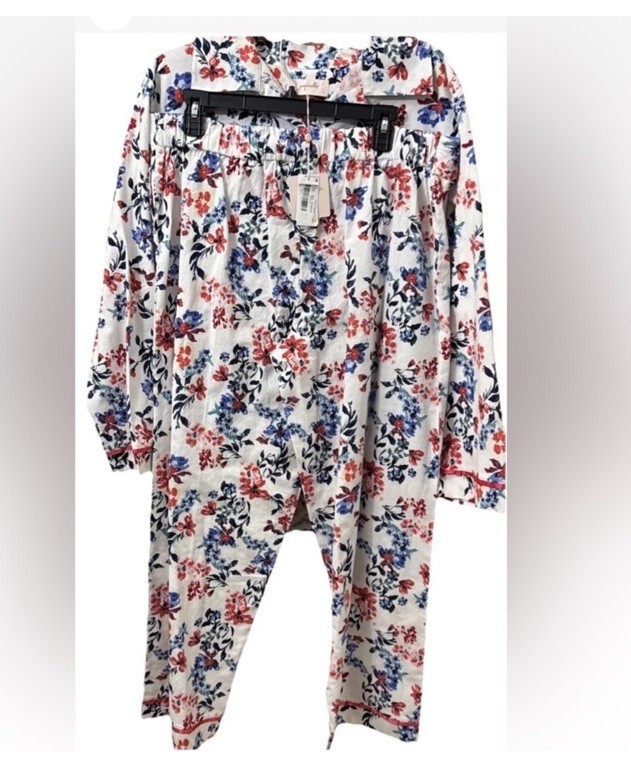 NUEVO CON ETIQUETAS Papinelle Para Mujer L Floral Harper Acogedor Conjunto de 2 Piezas de Algodón Orgánico Pijama