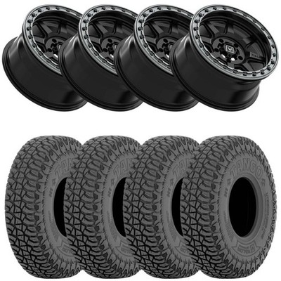 Valor Offroad Satin Black Tango 15x7 V13 UTV Wheel & Tire Kit-4x137 Bolt Pattern