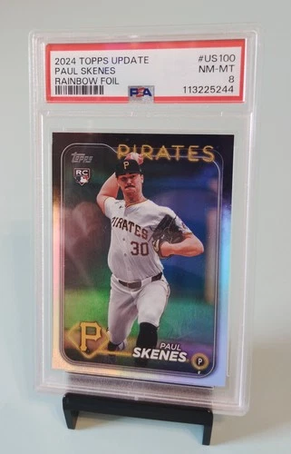 2024 Topps Update Paul Skenes Rainbow Foil RC #US100 PSA 8 Pirates