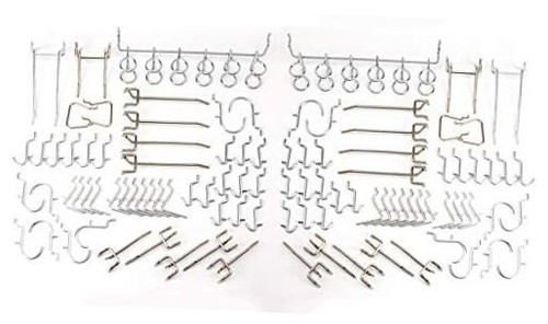100pc 1" x 1/8" Pegboard Hook Assortment Set Shelve Hanger Garage Storage Shop