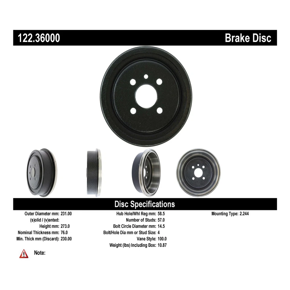 Centric Parts 122.36000 Brake Drum For 68-75 Opel 1900 Kadett Manta Opel - Image 3 of 4