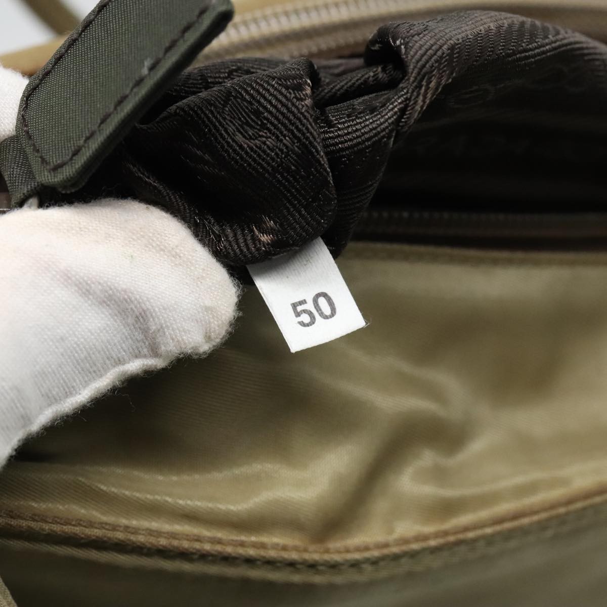 PRADA Tote Bag Nylon Beige Silver Auth bs18439 thumbnail 12