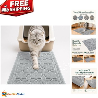 Durable PVC Cat Litter Trapping Mat 24''x20'' - Effortless Cleaning & Protection