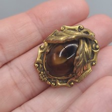 Vintage Dress Clip Brown Gold Tone Leaves Small Dainty