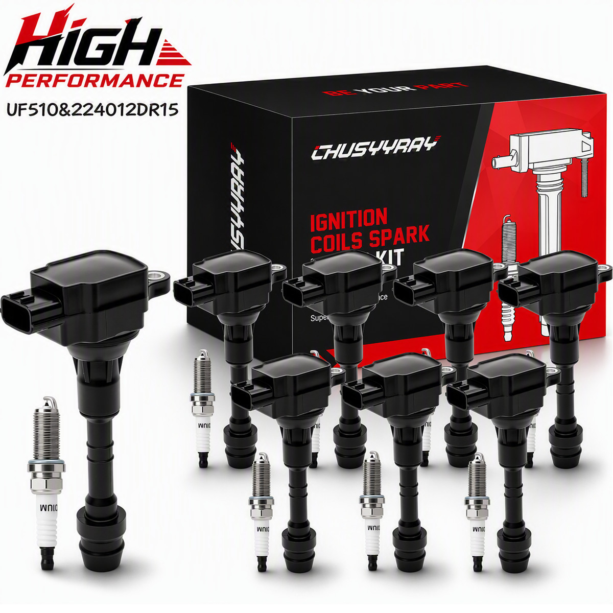 8 Ignition Bobinas Pack  Spark Plug For 04 05 06 Nissan TITAN 5.6L