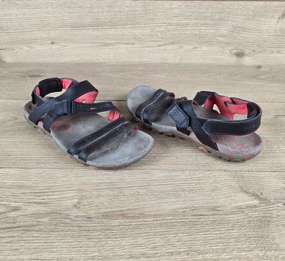 Merrell Sandspur Sandalen Damen Größe UK 5 Espresso/Koralle Leder Wanderriemen
