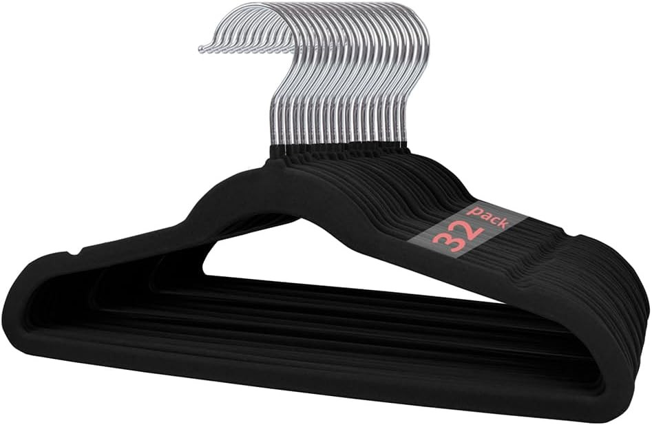 Stormix 32-Pack Non-Slip Black Kids Clothes Hangers