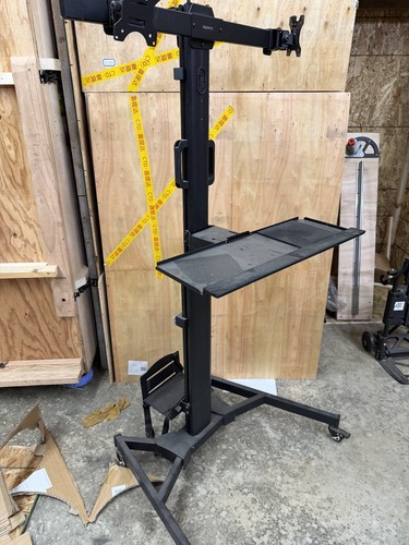Mount-It! Dual Monitor Computer Cart – Mobile Standing Desk with Wheels, Rolling