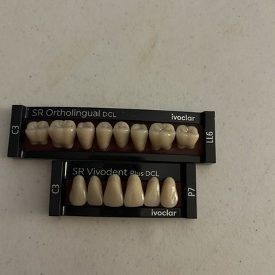 Lot X 2 CARDS Dental LAB Acrylic teeth  vivadent ivoclar SR DCL ALL SHADE C3 New