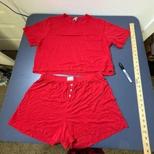 Designer 2 pc red pajama set med