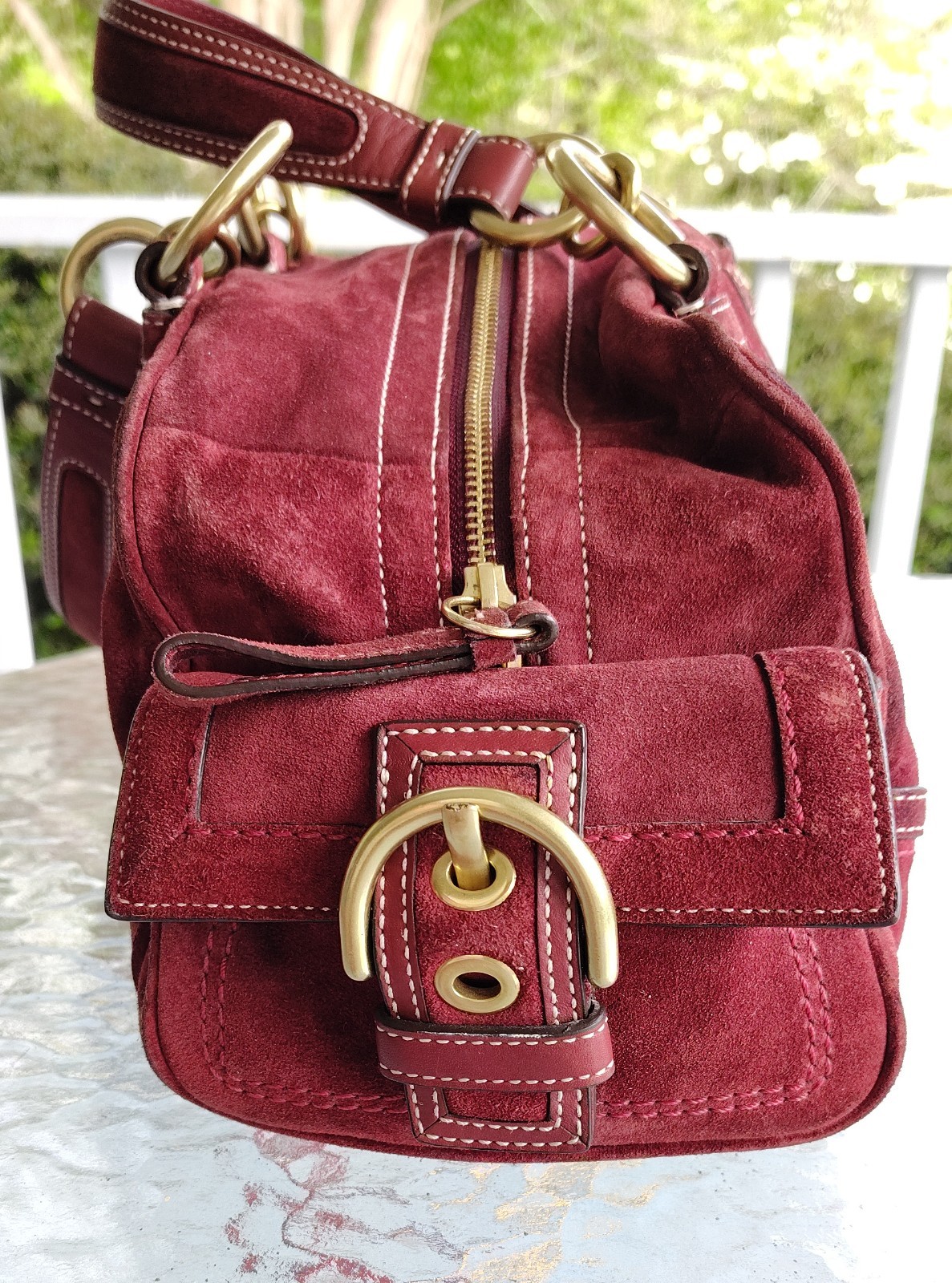 Coach SMALL 10061 Vintage Mia Soho Y2K Burgundy Suede Satchel Bag image 4