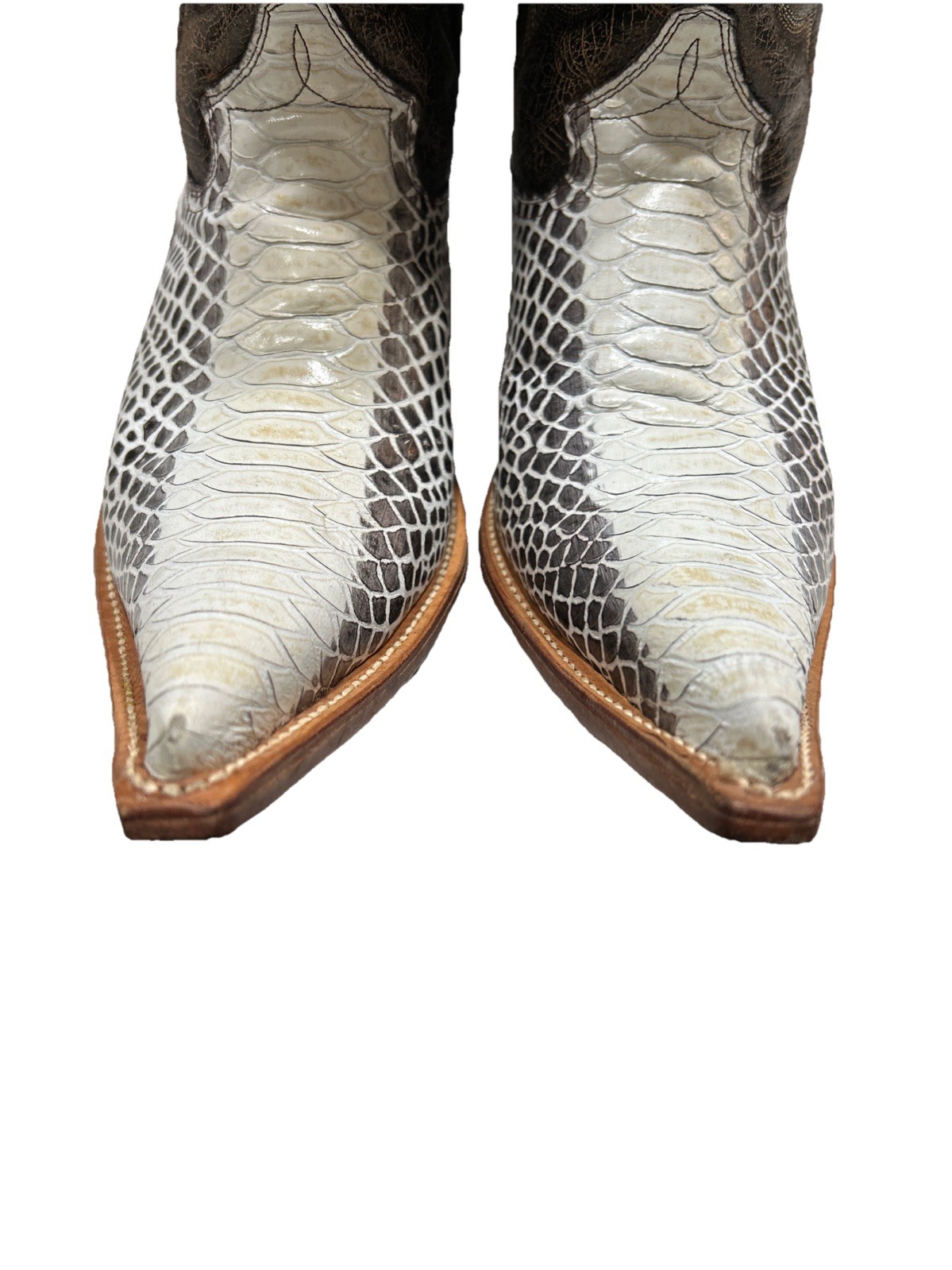 Forastero White Python Reptile Leather Boots Cowb… - image 4