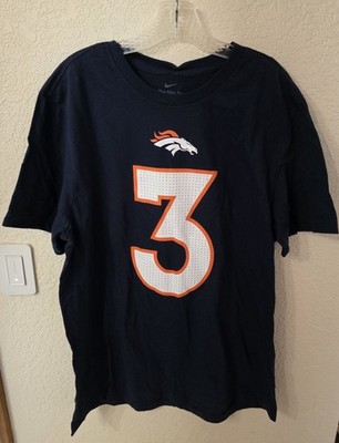Nike Russell Wilson #3 Denver Broncos T-Shirt Men's (Size:L) 22''PTP 30''L Navy...