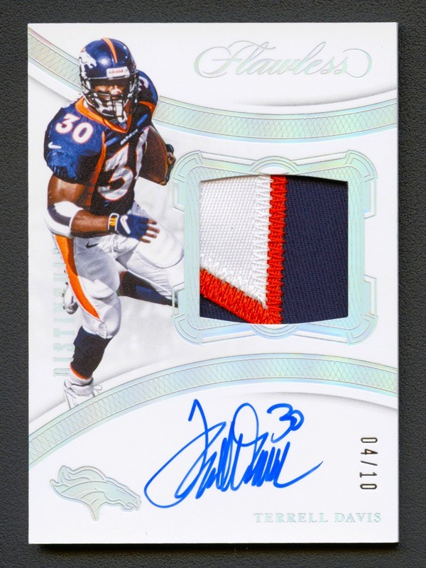 TERRELL DAVIS 2020 PANINI FLAWLESS DISTINGUISHED SILVER PATCH AUTO AUTOGRAPH /10