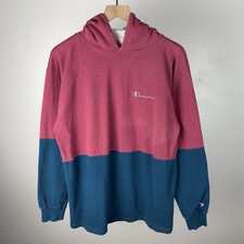Vintage 90’s Champion 2 Tone Color Block Made In USA Embroidered Hoodie Large