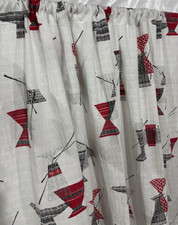 MCM Cafe Curtain Panel VTG Woven Atomic Geome...