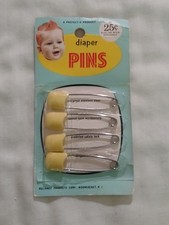 VINTAGE DIAPER PINS SET OF 4 YELLOW RELIANCE PRODUCTS CORPORATION