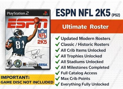ESPN NFL 2K5 PS2 Historic 1959 - 2025 1999 2000 Roster Update Memory Card