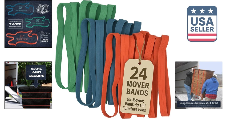 Durable 24 Pack Extra-Large Rubber Bands - Perfect for Safe Moving Operations - Image 2 of 4