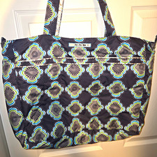 Ju-Ju-Be Floral Print Zip Top Tote Bag Inner Pockets Gray Diaper Bag