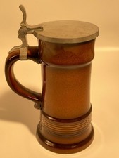 Goebel Oeslauer Manufaktur Bierkrug Tobago Zinndeckel Braun Vintage