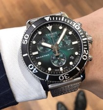 NEW TISSOT SEASTAR 1000 CHRONOGRAPH MENS WATCH STEEL MESH STRAP & GREEN DIAL