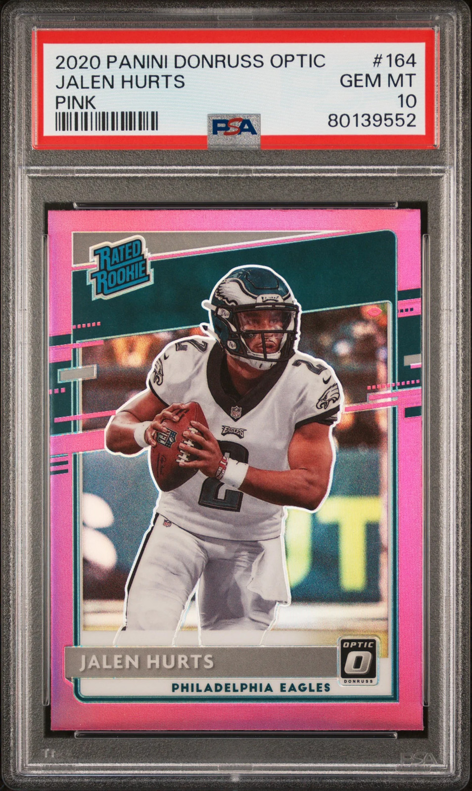 2020 Panini Donruss Optic Jalen Hurts #164 Pink PSA 10 view 1