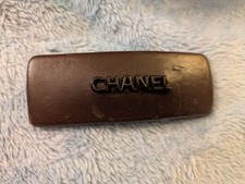Chanel Hair Clip Barrette Brown Leather - Very Good Used Condition