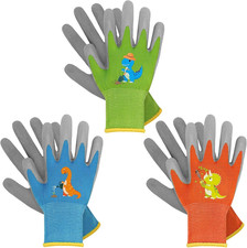 Kids Gardening Gloves 3 Pairs Toddlers Rubber Coated Work Gloves Children Garden