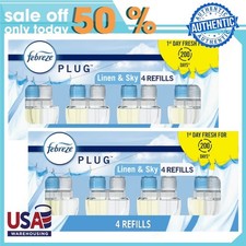 Febreze Plug In Air Freshener Scented Oil Refill Linen  Sky, 8 Count
