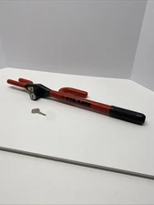 Vintage The Club Original Car Auto Steering Wheel Lock W/ Key Red And Black