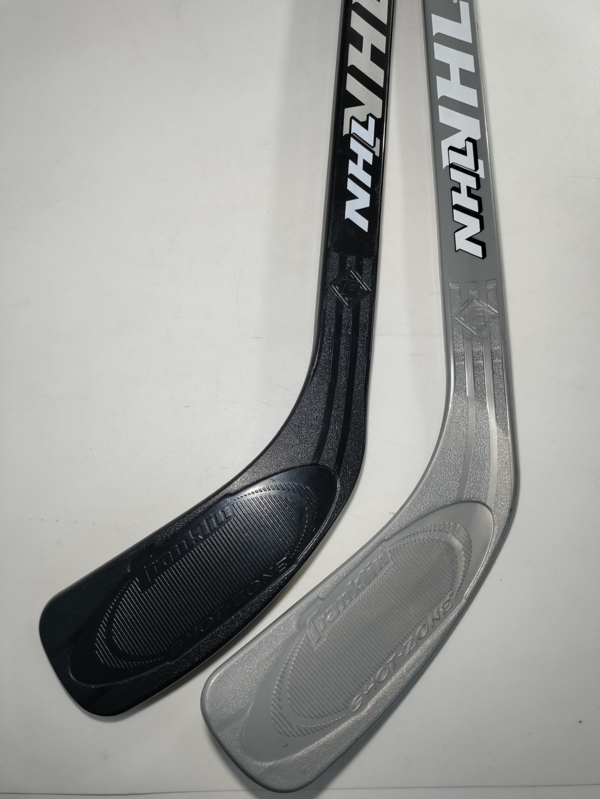 Vtg Franklin Pair Of Silver And Black Mini Stick NHL Hockey SHOT-ZONE Right/Left